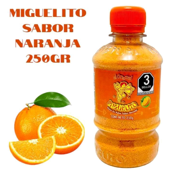 Miguelito Chilito En Polvo Sabor Naranja Botella De 250gr