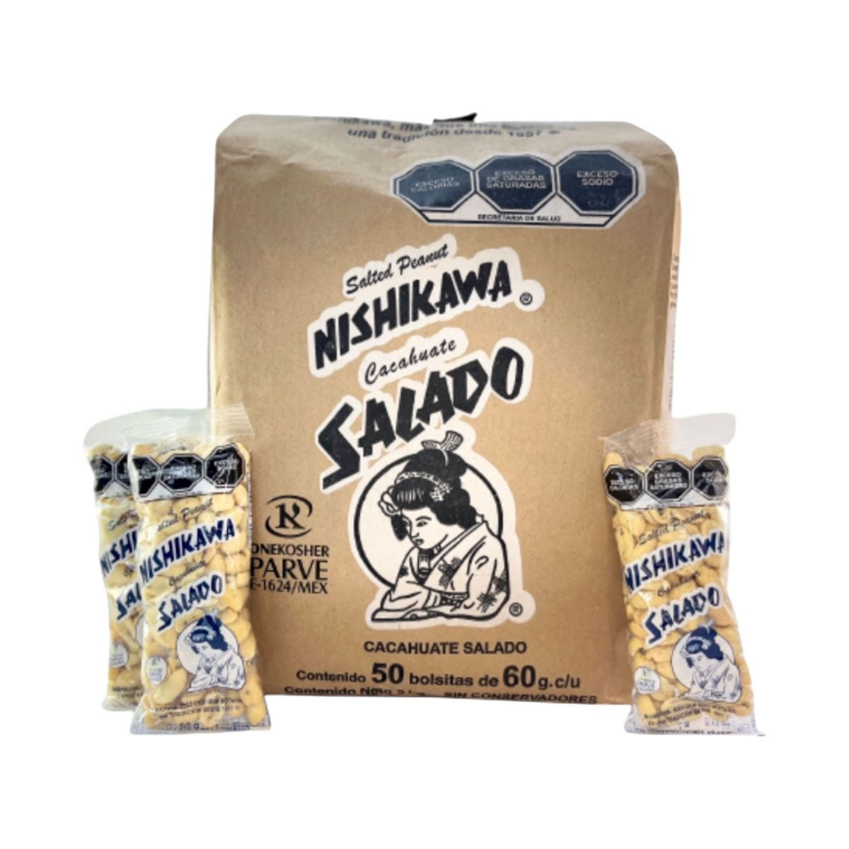 10 Piezas De Cacahuates Salados Nishikawa 60gr. C/u