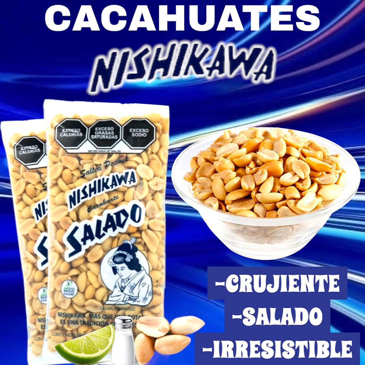 10 Piezas De Cacahuates Salados Nishikawa 60gr. C/u