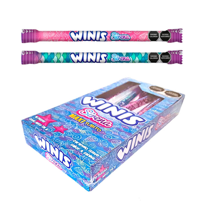 Winis Maxi Tubito Sirena Sabor Sandia 16 Piezas