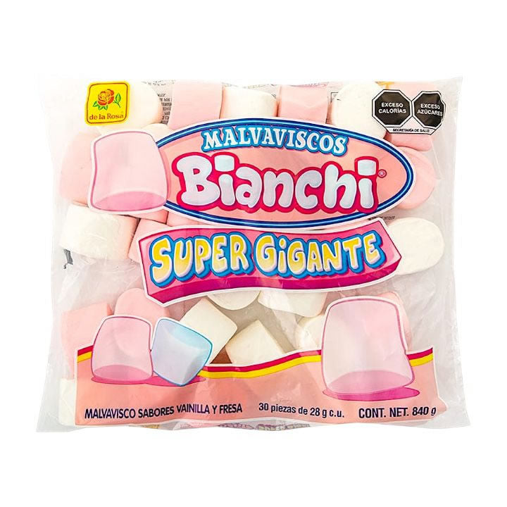 De La Rosa Malvavisco Bianchi Super Gigante Blanco Y Rosa Sabor Fresa Vainilla 30 Piezas 840gr
