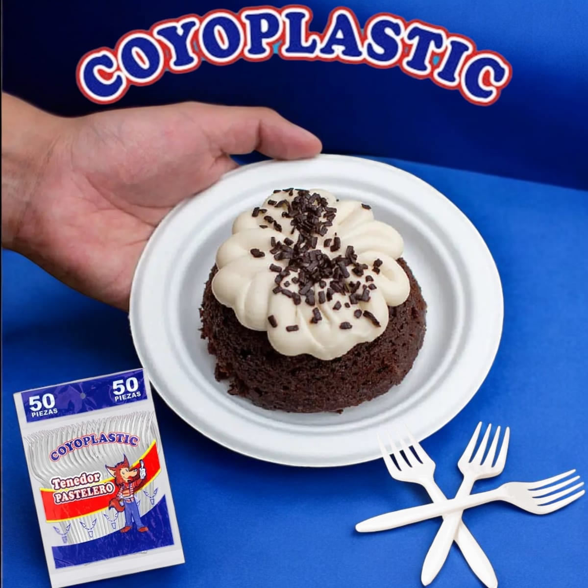 Tenedor Pastelero Coyoplastic Desechable Chico 50 Piezas