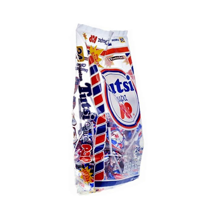 Tutsi Pop Paleta Con Caramelo Macizo Sabor Cereza 24 Piezas