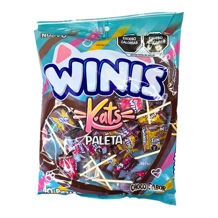 Winis Paleta Kats Sabor Choco-Fresa Y Vainilla 40pz