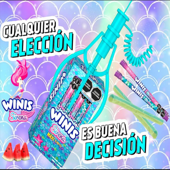 Winis Maxi Tubito Sirena Sabor Sandia 16 Piezas