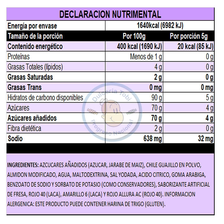 Zumba Goma Fresa Cubierta de Tamarindo 20 Piezas