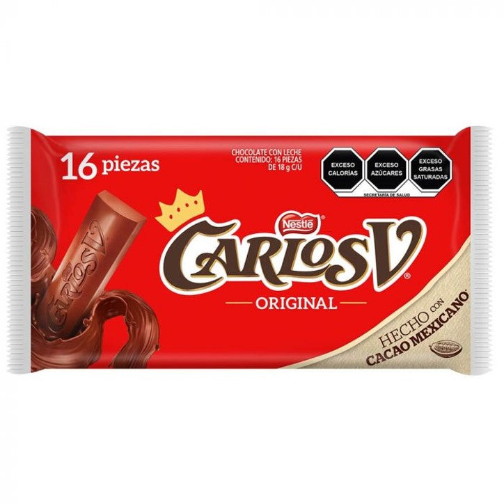 Carlos V Chocolate Original Pack 16 Pzs De 18 G C/u