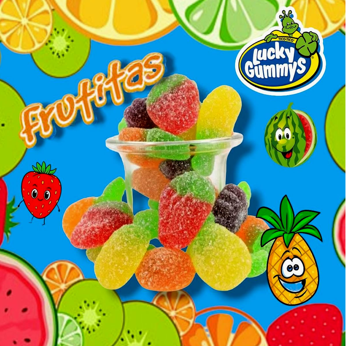 Gomitas Lucky Gummys Frutitas Azucaradas 100g.