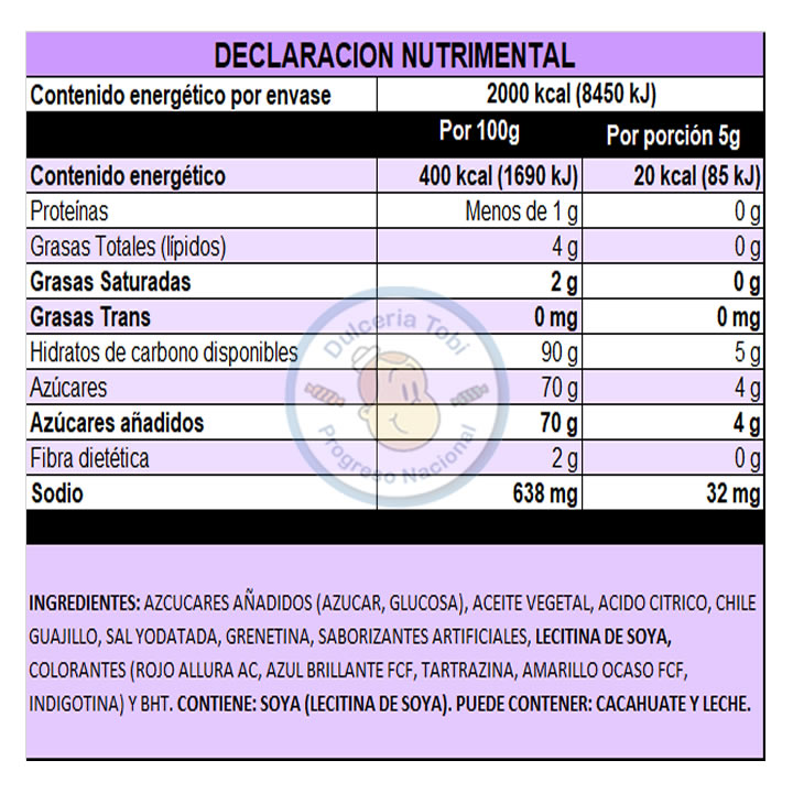 Aciduladito Caramelo Suave Tropical Con Chile De La Rosa 100 Piezas