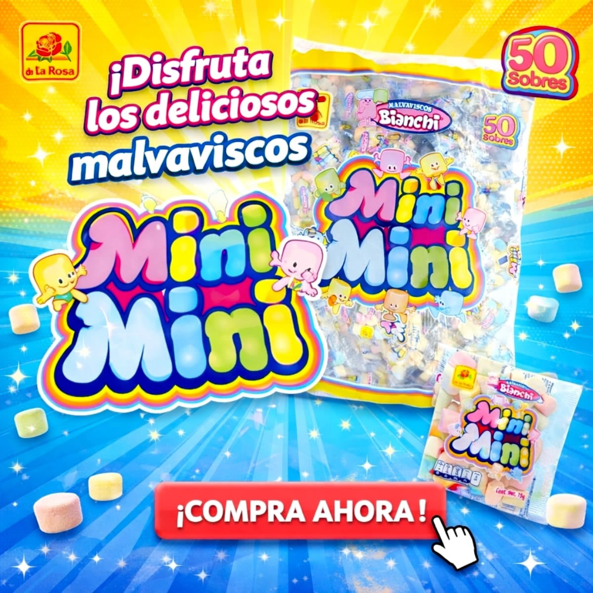 De La Rosa Malvavisco Bianchi Mini Mini Con 50 Sobres de 15gC/u 750gr