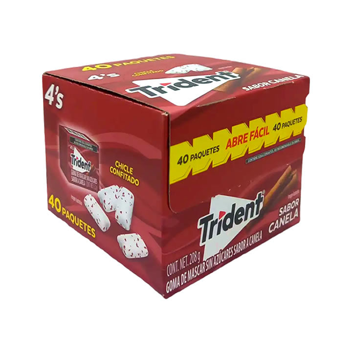 Trident Goma De Mascar Sabor Canela 4'S Pastillas 40 Piezas