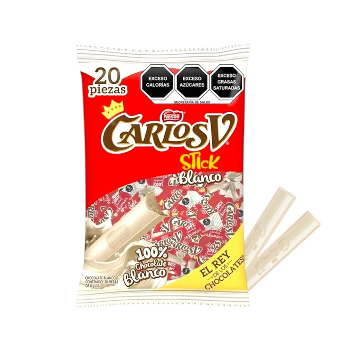 Carlos V Stick Chocolate Blanco 20 Piezas