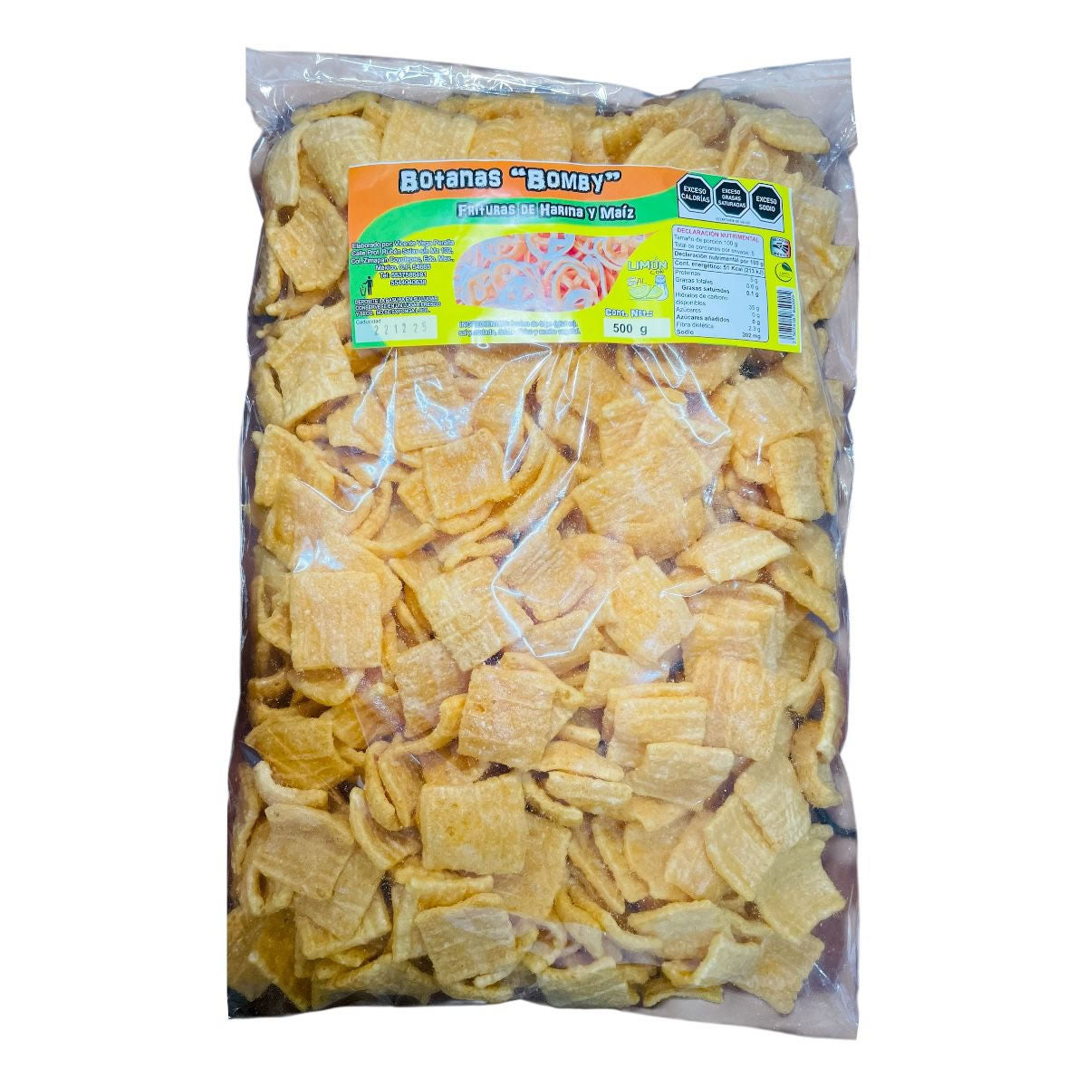Fritura De Maiz En Forma De Cuadro Agranel Con Limon Y Sal 500gr