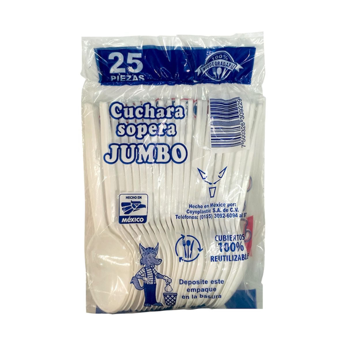 Cuchara Sopera Jumbo Coyoplastic De Plástico Desechable Grande 25 Pzas