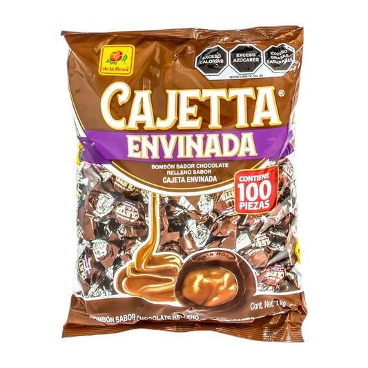 De La Rosa Bombon Sabor Chocolate Relleno Sabor Cajetta Envinada 100Pz 1Kg