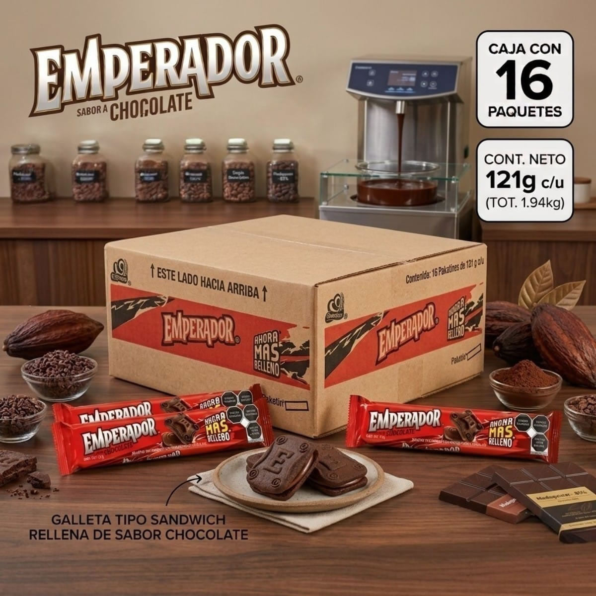 Galletas Gamesa Emperador Sabor Chocolate C/16pzs 121grc/u