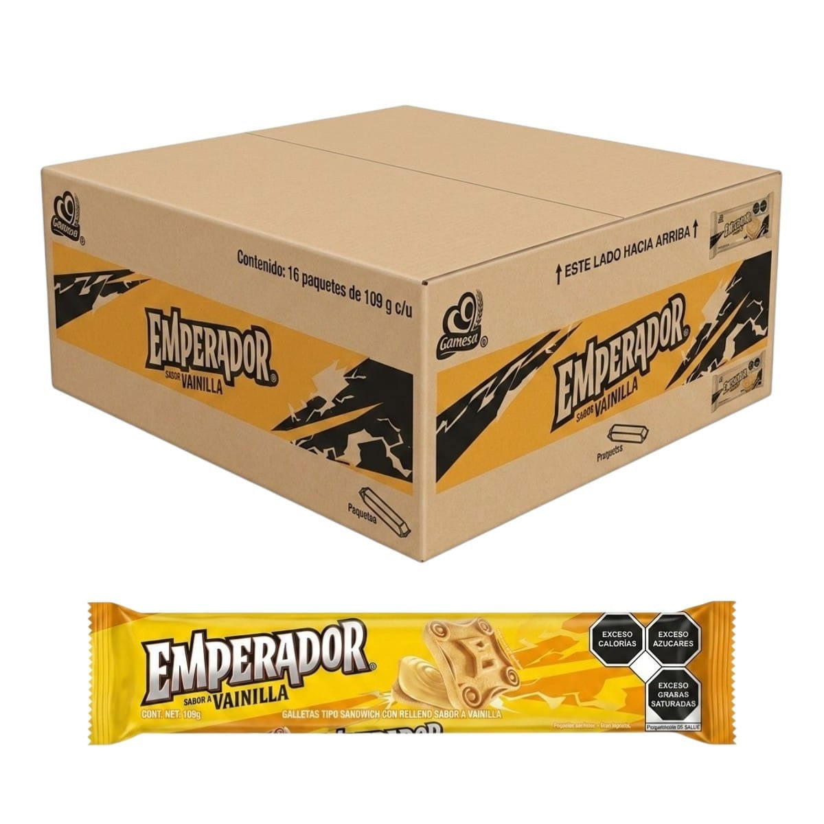 Galletas Gamesa Emperador Sabor Vainilla Caja 16pzs C/u109gr