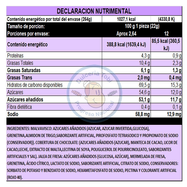 De La Rosa Malvabon Fresa Malvavisco Cubierto De Chocolate 12pz 254gr