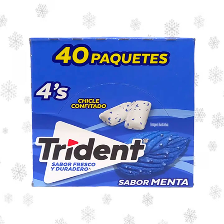 Trident Goma De Mascar Sabor Menta 4's Pastillas 40 Piezas