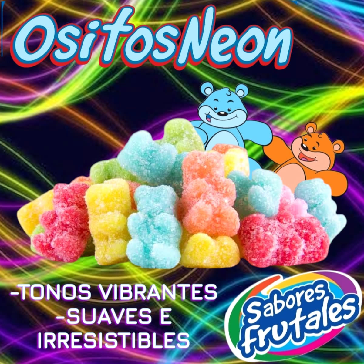 Gomitas Lucky Gummys Ositos Neon 1Kg
