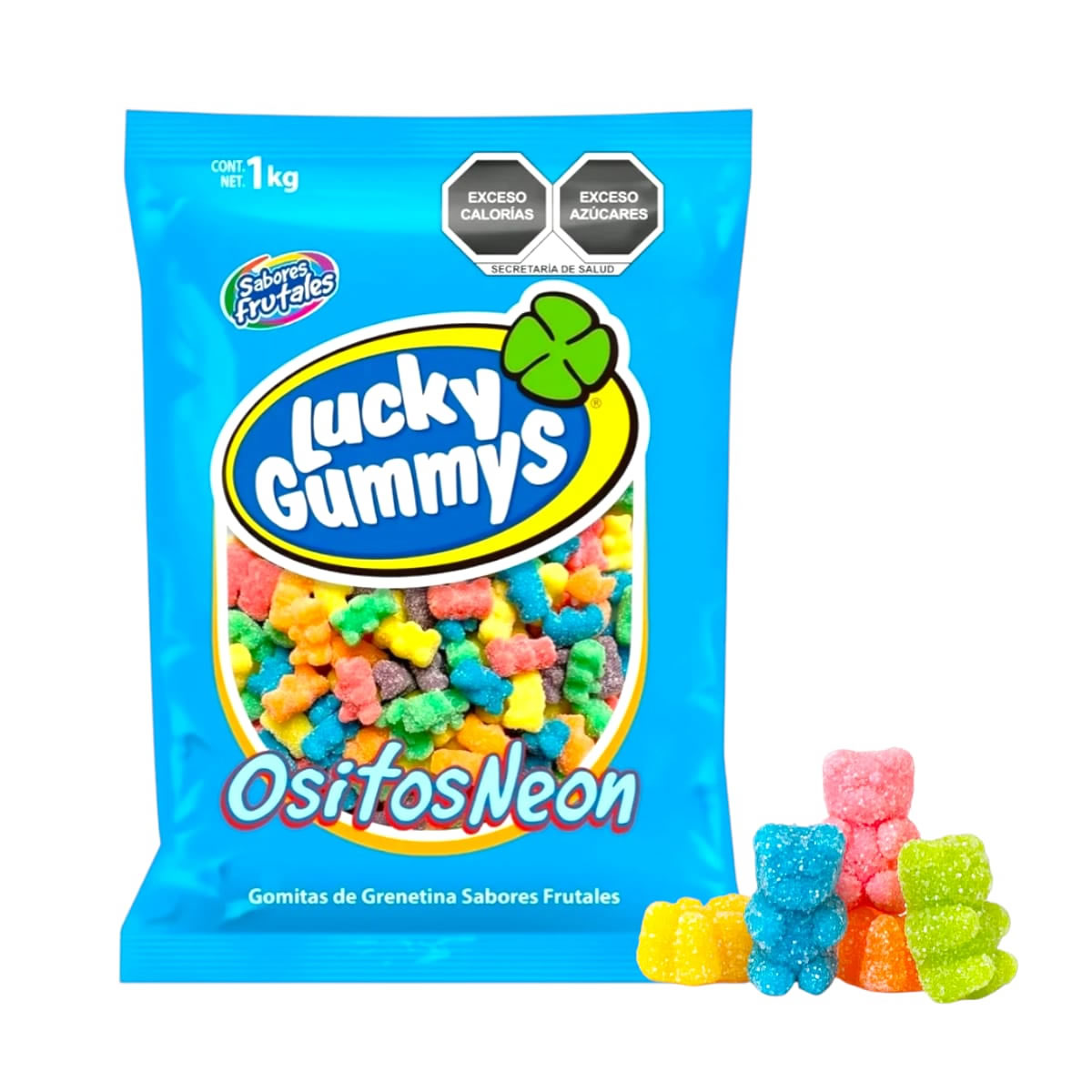 Gomitas Lucky Gummys Ositos Neon 1Kg