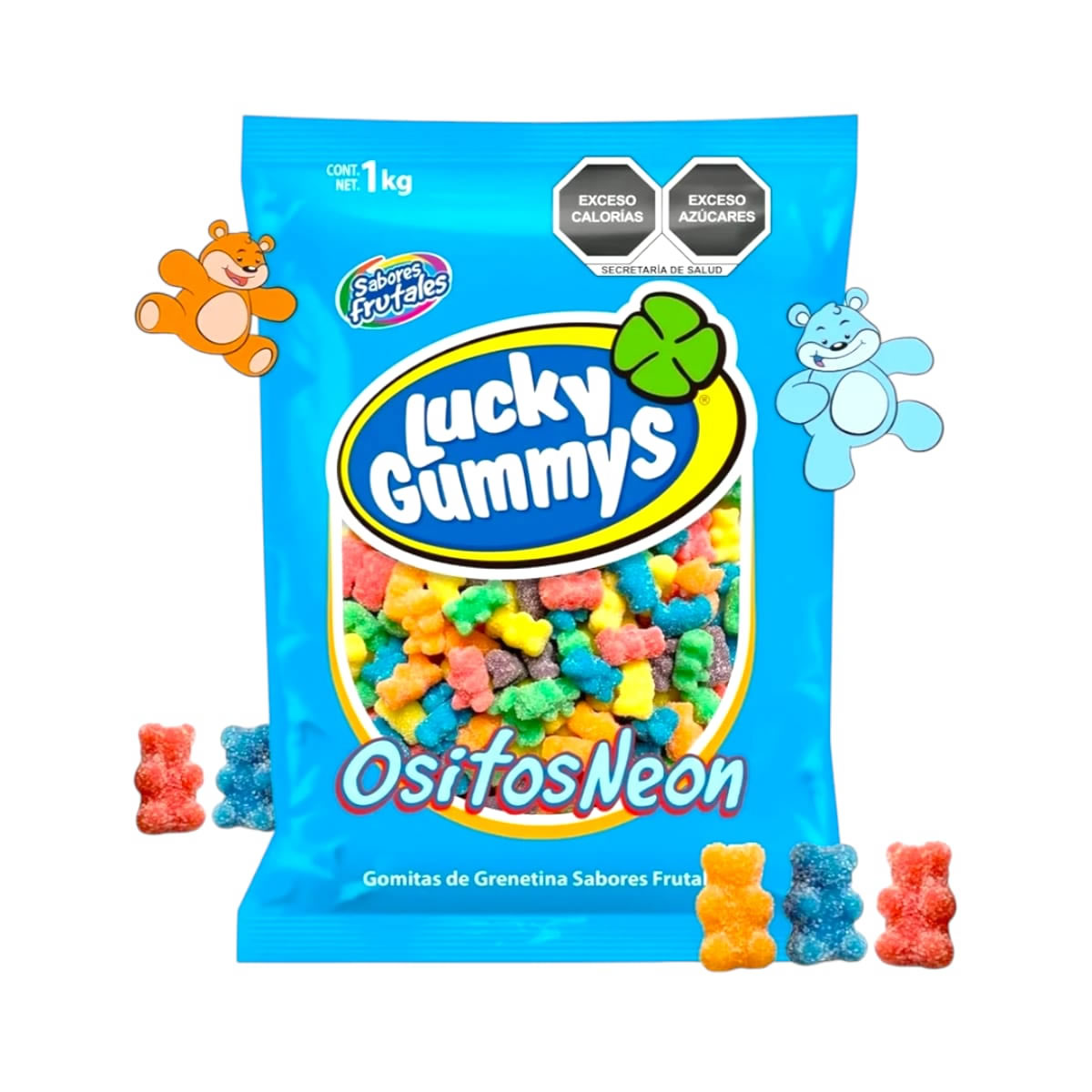 Gomitas Lucky Gummys Ositos Neon 1Kg