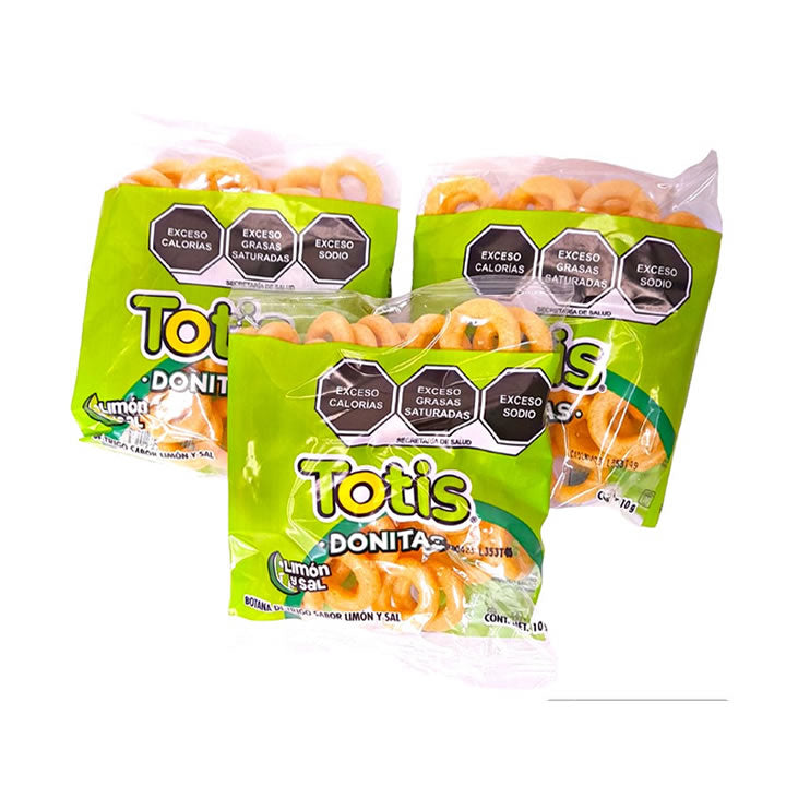 Totis Donitas Limón y Sal 25 piezas 10g. C/u