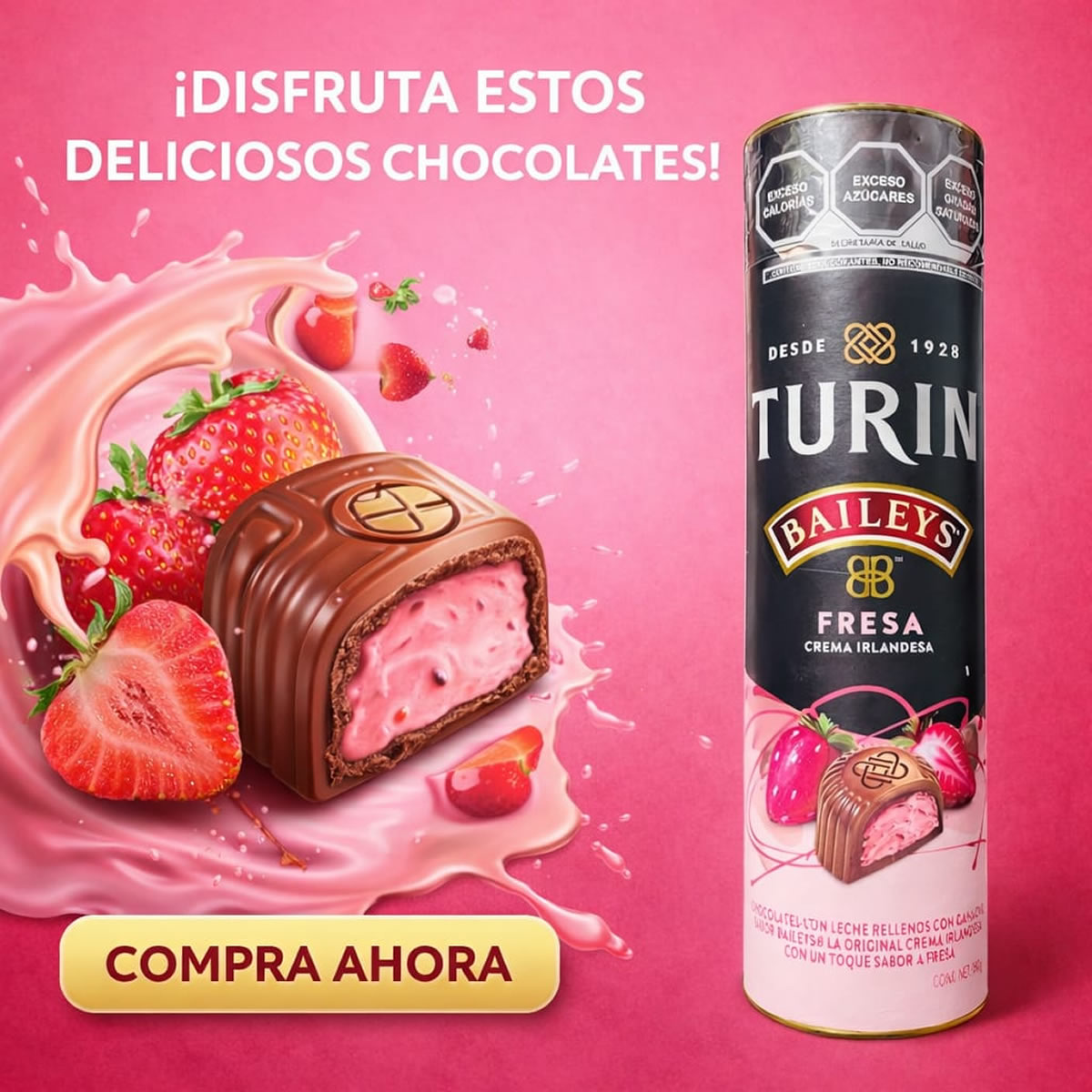 Turin Chocolate Baileys Fresa Crema Irlandesa Tubo 180gr
