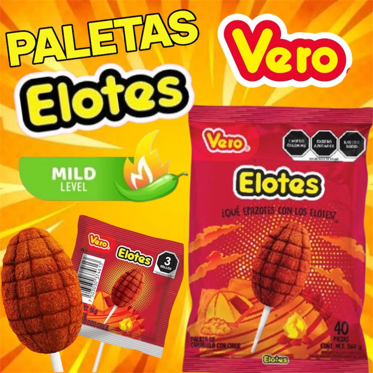 Vero Paleta  Elote Con Chile 40 Piezas