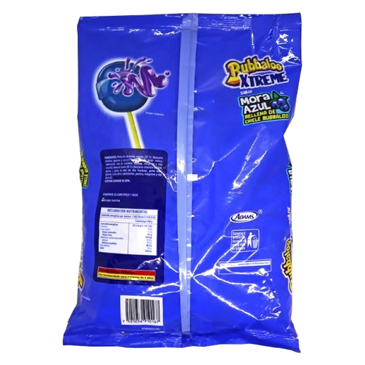 Paleta Bubbaloo Xtreme Mora Azul 20 Piezas