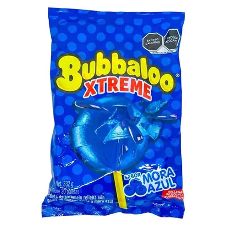 Paleta Bubbaloo Xtreme Mora Azul 20 Piezas