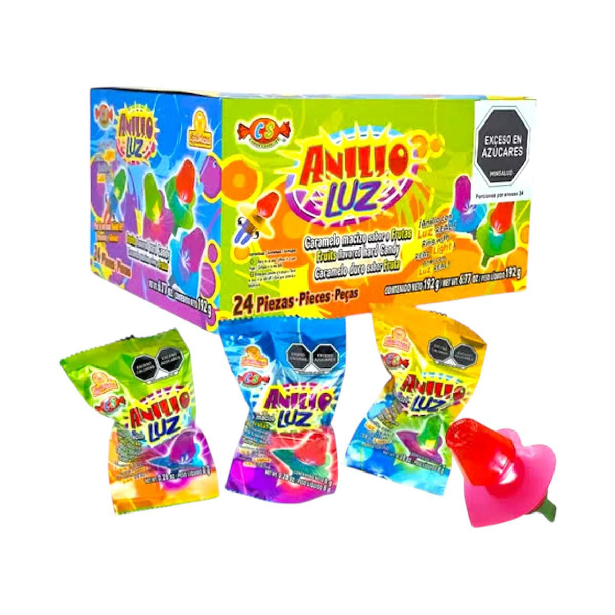 Las Delicias Anillo De Caramelo Macizo Sabores Frutales 24 Piezas