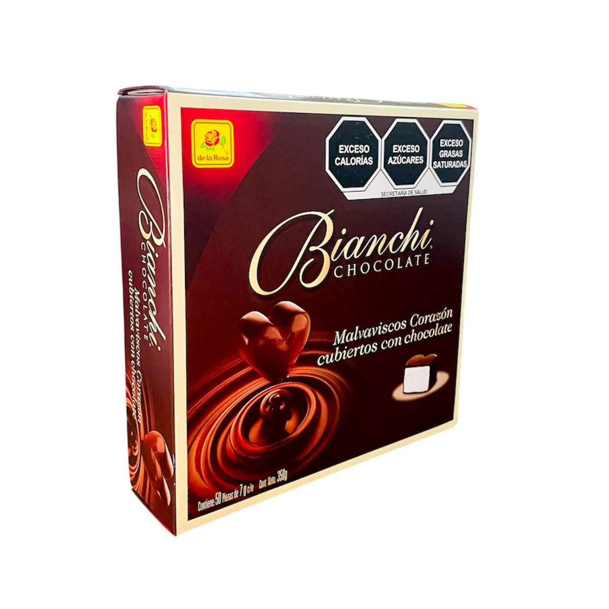Bianchi Malvaviscos En Forma De Corazon Cubierto De Chocolate 50 Piezas