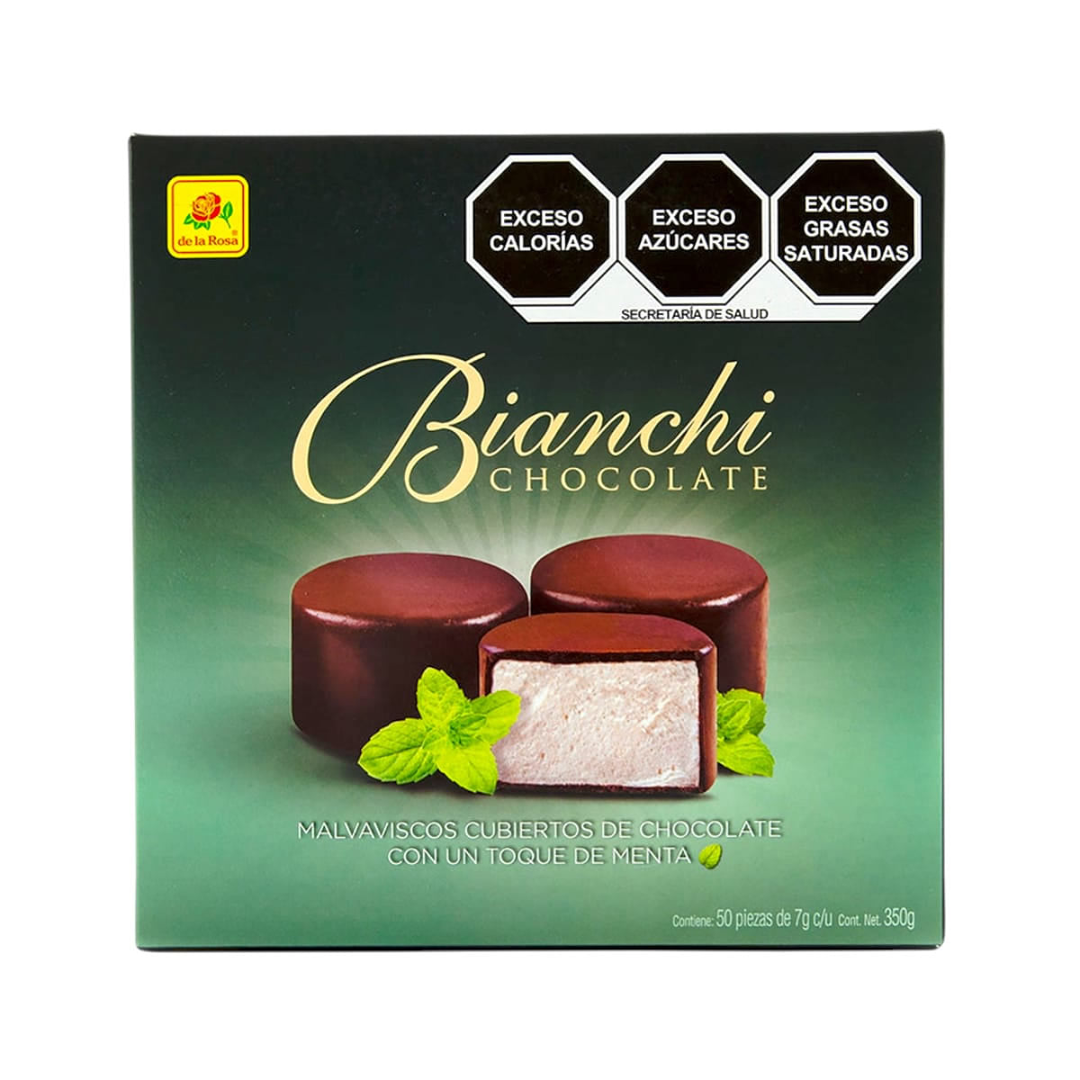 Bianchi Malvaviscos Cubiertos De Chocolate Con Menta De La Rosa 50Pzas