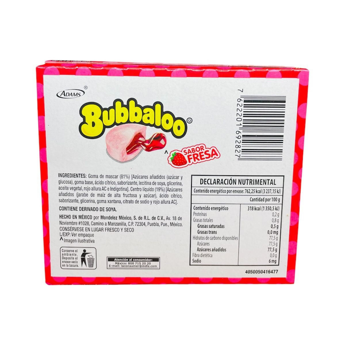 Bubbalo Goma De Mascar Con Centro Liquido Sabor Fresa 47Pz