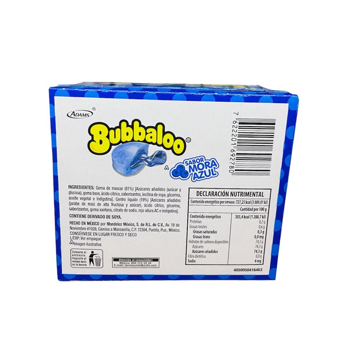 Bubbalo Goma De Mascar Con Centro Liquido Sabor Mora Azul 47Pz