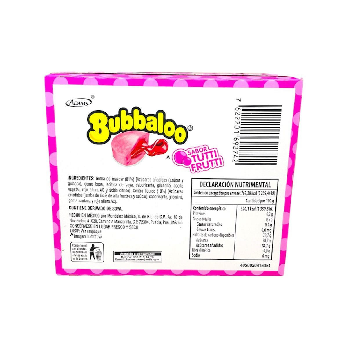 Bubbalo Goma De Mascar Con Centro Liquido Sabor Tutti Frutti 47Pz