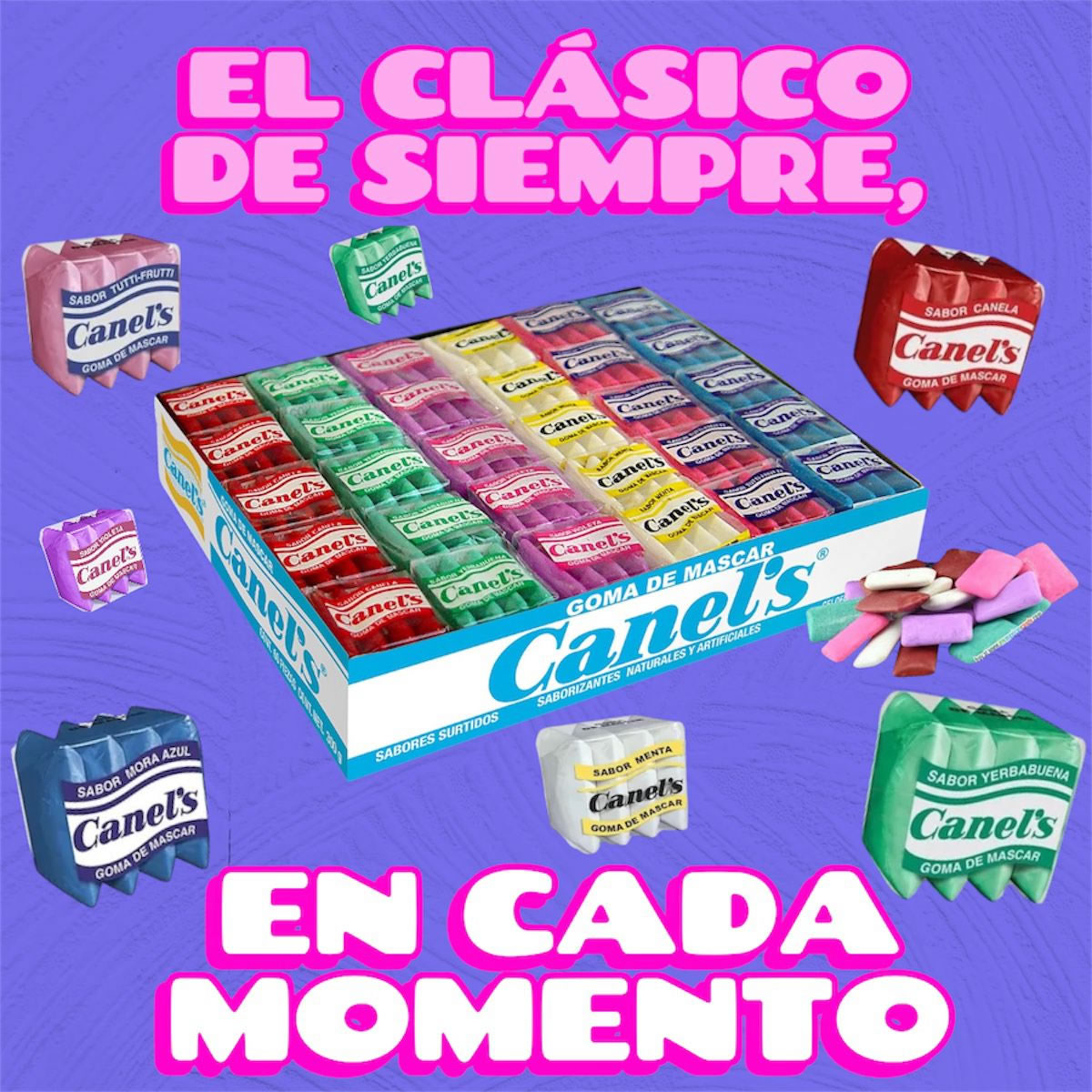 Chicle Canel's Celofan Goma De Mascar Sabores Surtidos 4's Con 60 Pzas