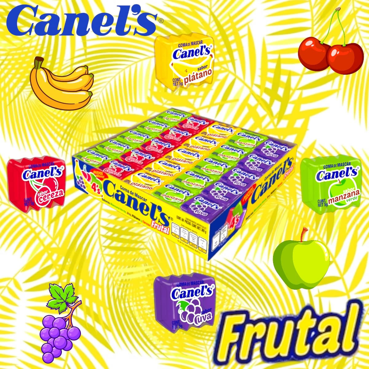 Chicle Canel’s Frutal Goma De Mascar Sabores Surtidos 4’s Con 60 Pzas