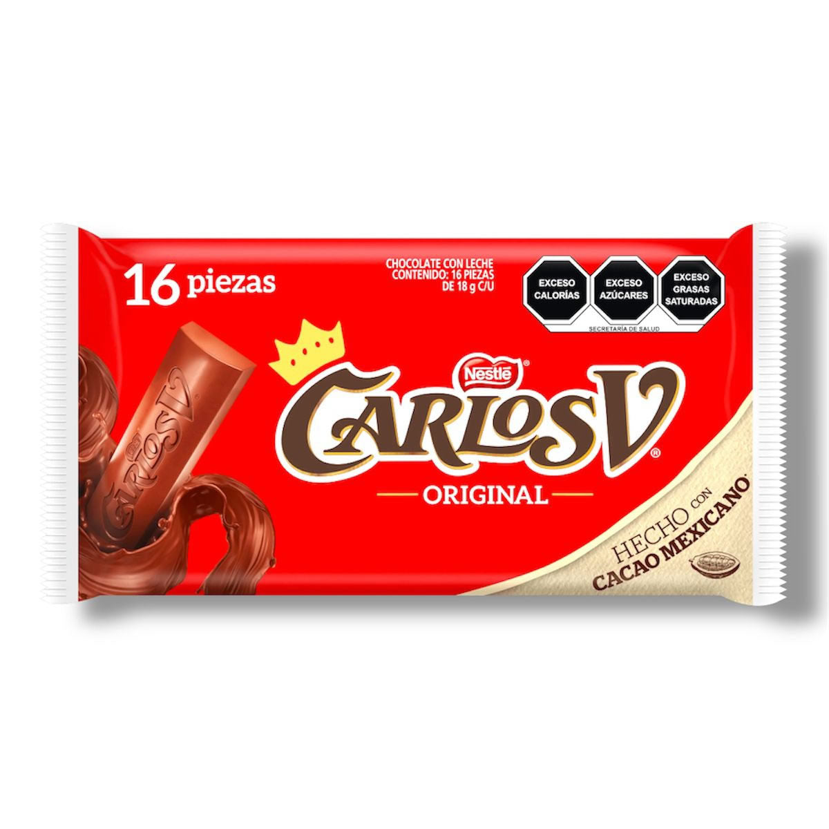 Carlos V Original Chocolate Con Leche 16 Pzs De 18 G C/u