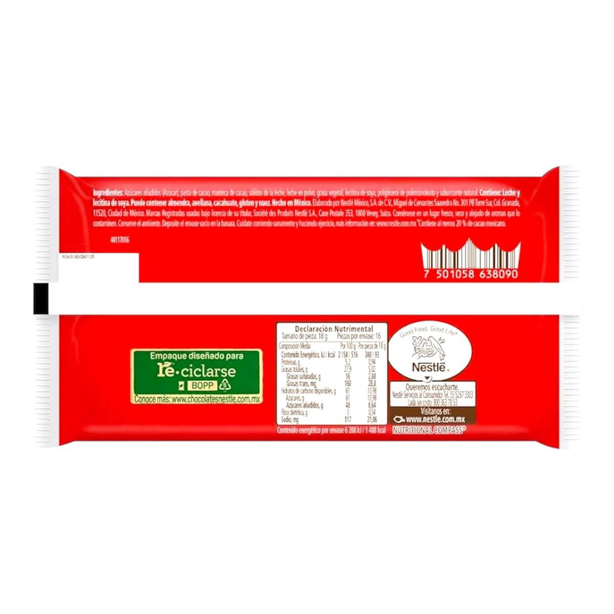 Carlos V Original Chocolate Con Leche 16 Pzs De 18 G C/u