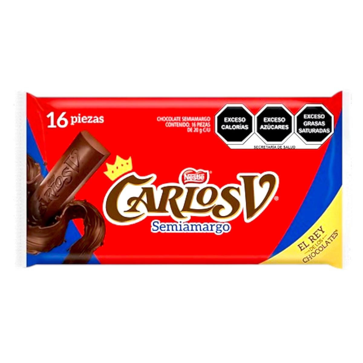 Carlos V Chocolate Semiamargo 45% Cacao 16 Piezas