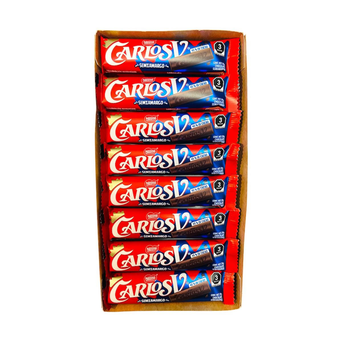 Carlos V Chocolate Semiamargo 45% Cacao 16 Piezas