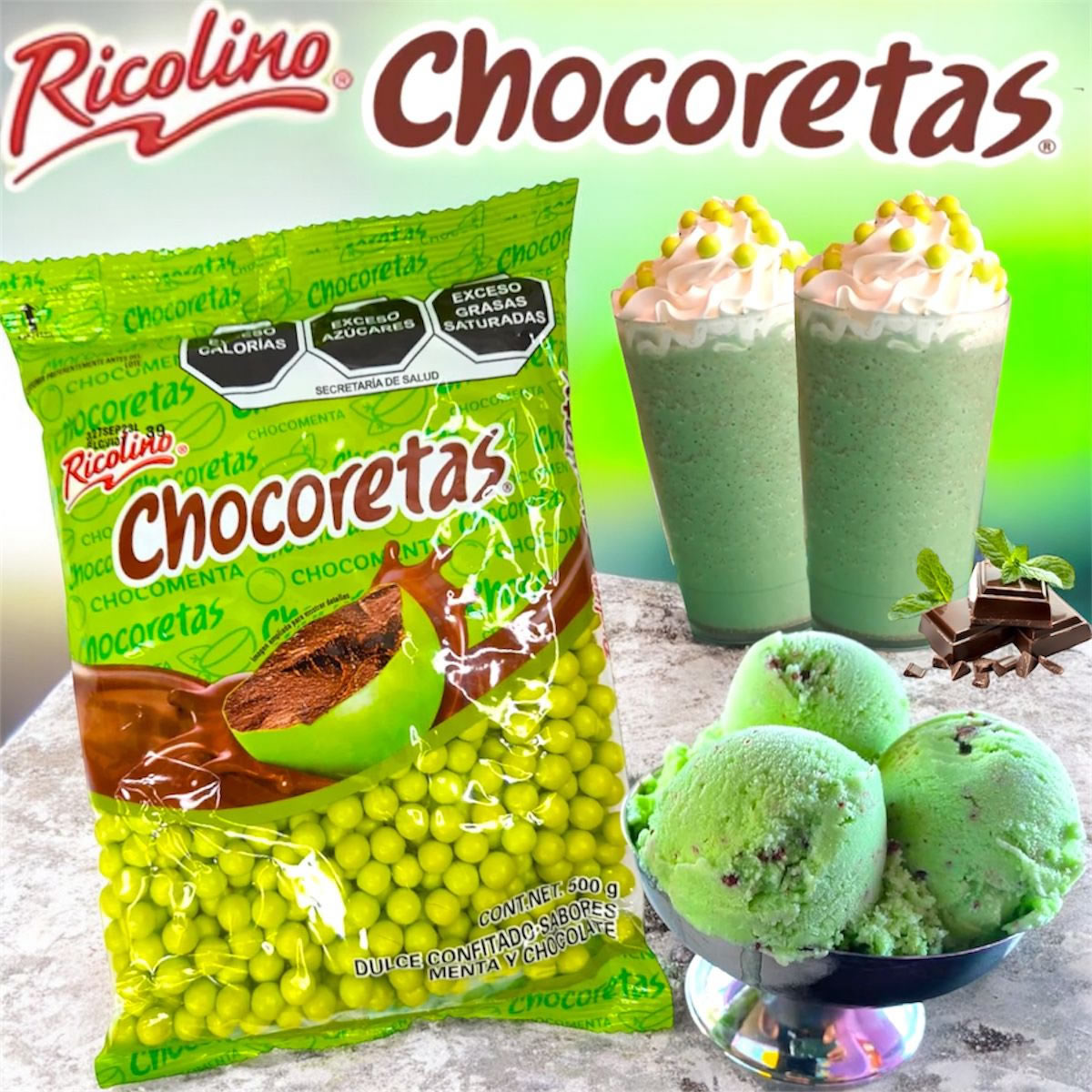 Chocoretas Agranel Ricolino Sabor Menta Y Chocolate 500gr