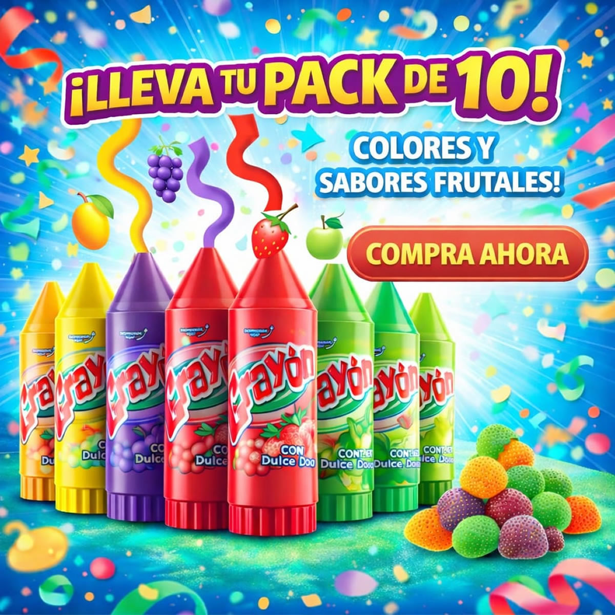 Crayon Surtido De Dulces 10Pz de 28g C/u