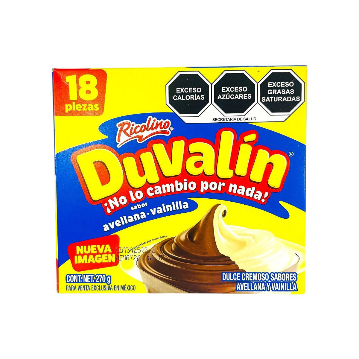 Ricolino Duvalin Sabor Avellana Vainilla 18 Piezas Dulce Cremosito