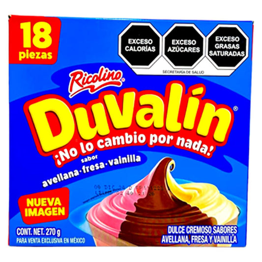 Ricolino Duvalin Trisabor (Avellana, Fresa Y Vainilla) 18 Piezas
