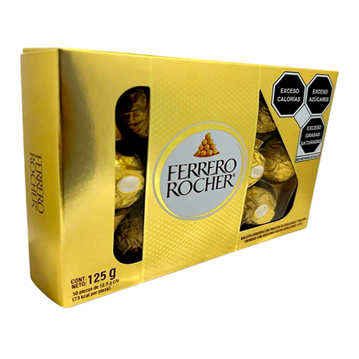 Ferrero Rocher Chocolate Con Galleta Cubierta Con Trozos De Avellana 10 Piezas