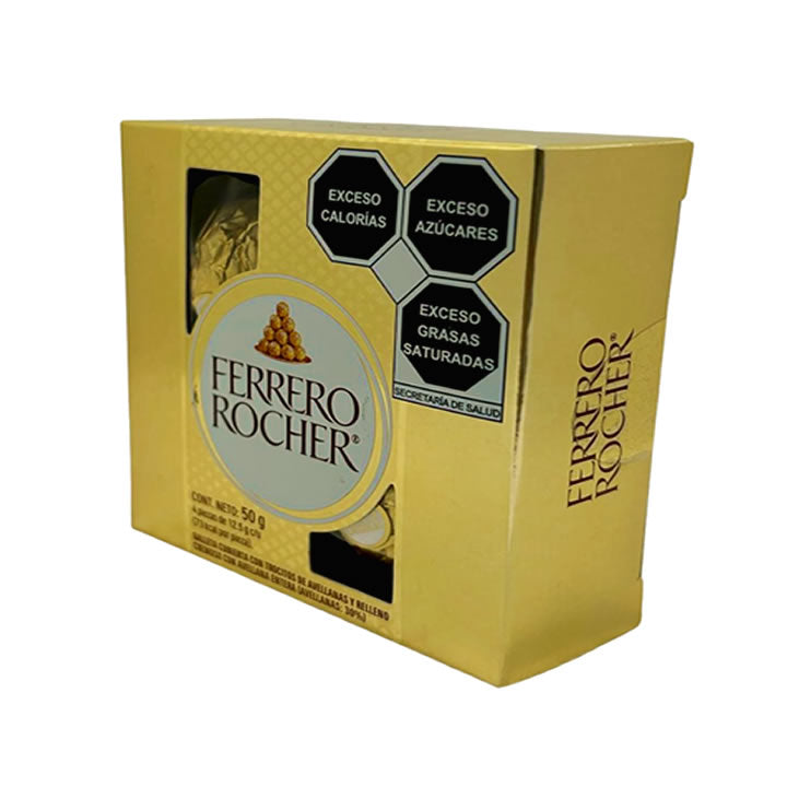 Ferrero Rocher Chocolate Con Galleta Cubierta Con Trozos De Avellana 4 Piezas