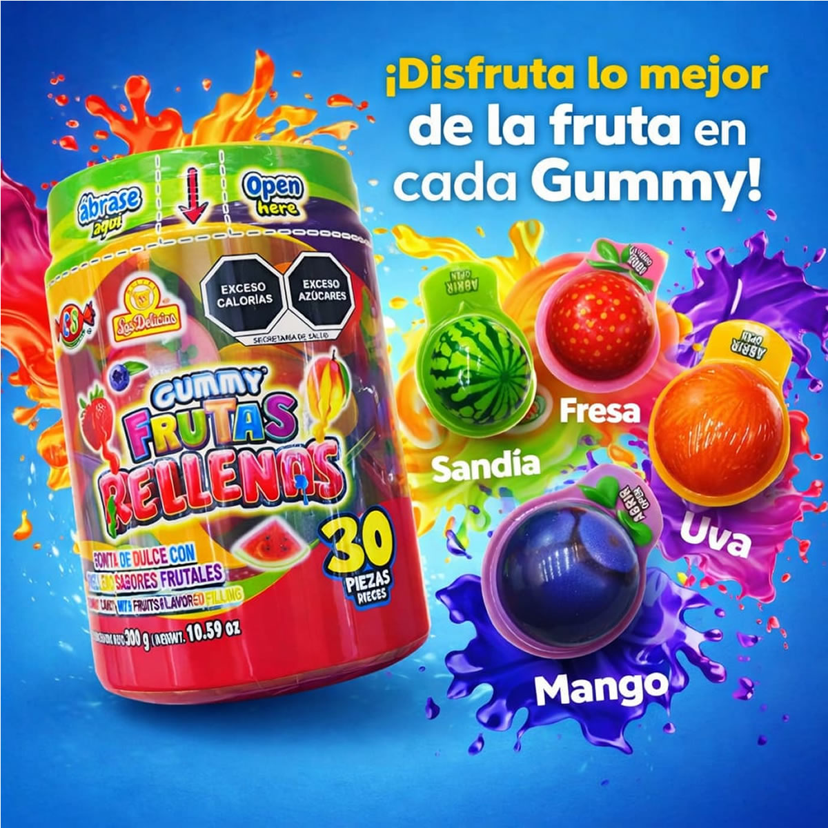 Gummy Frutas Rellenas De Sabores Frutales 30Pz Las Delicias